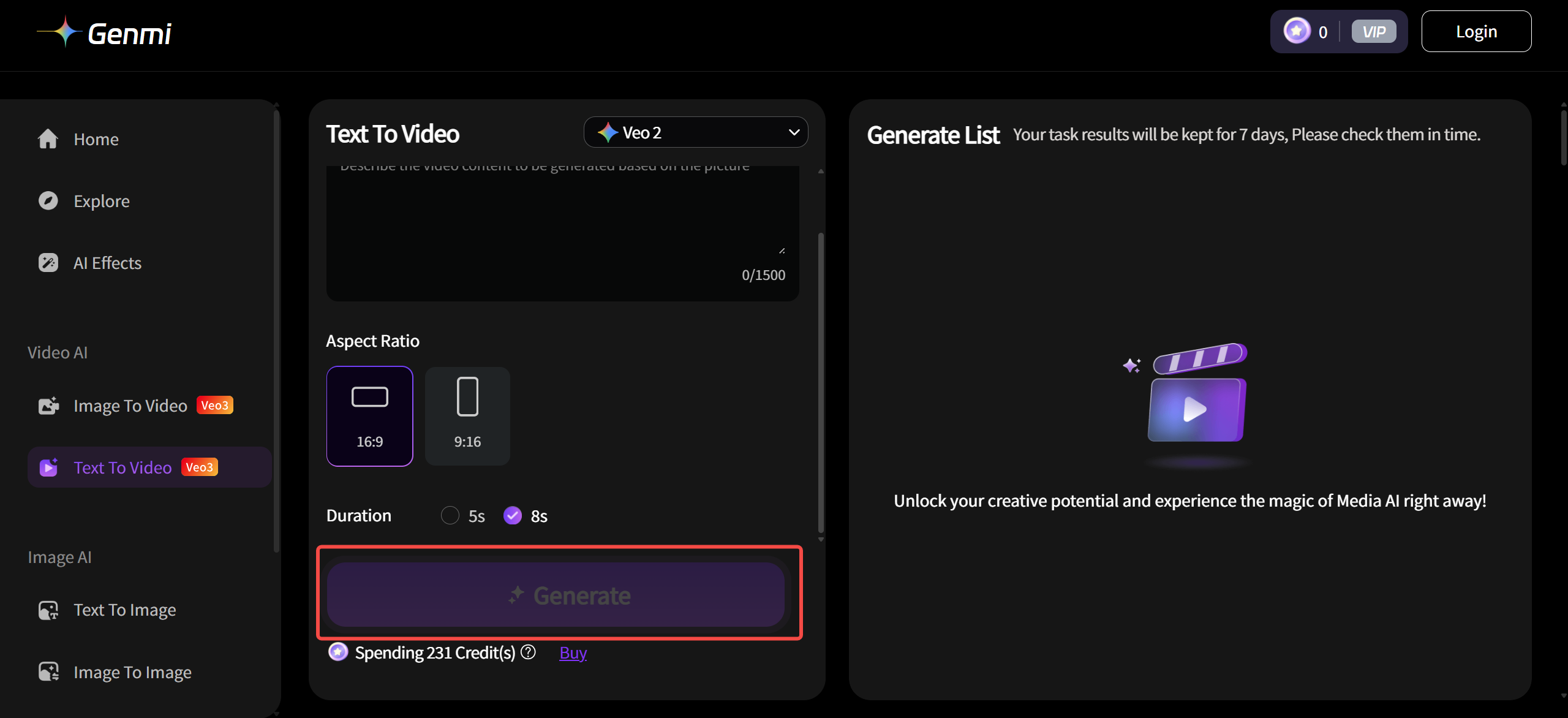 Generate Video From Text with Genmi AI-step3