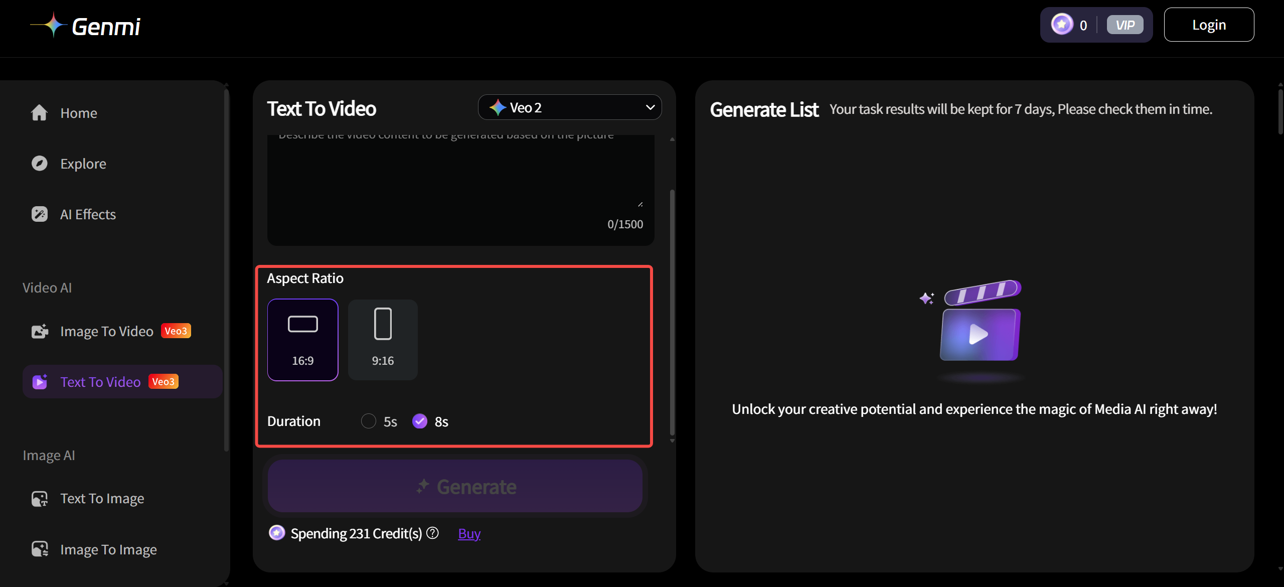 Generate Video From Text with Genmi AI-step2